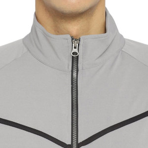 <b>Men's</b> Gray Tracksuit Set Full Sleeve <b>Half</b>-<b>Zip</b> <b>Jacket</b> With Drawstring Pants Solid Color Casual Wear Spring Breathable Polyester - Product Image 5