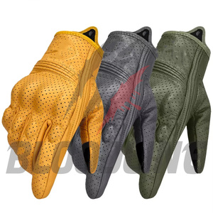 Breathable black leather motorcycle Four seasons sporty cycling mittens Unlined sporty black cycling <b>gloves</b> - Product Image 2