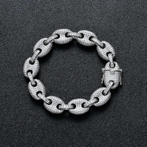 Pulsera de Diamantes Moissanite de Lujo VVS, Chapada en Oro, Eslabones Cubanos Cuadrados, Joyería Unisex con Incrustaciones de Diamantes - Product Image 2