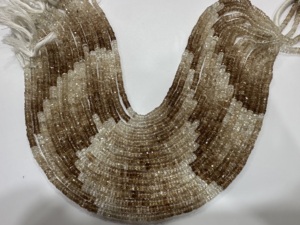 Perles de topaze impériale brune, perles de topaze impériale brune naturelle facettées en forme de pneu Heishi, perles de pierres semi-précieuses - Product Image 3