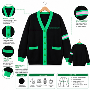   Pulls à col en V personnalisés de haute qualité avec lettres et logos d'universités, cardigans tricotés unisexes - Product Image 3
