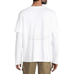 เสื้อยืดผู้ชายสองชั้น MOQ ต่ำ เสื้อยืดผู้ชายสองชั้นสำหรับใส่หน้าร้อน เสื้อยืดผู้ชายสองชั้นพิมพ์โลโก้ตามสั่ง - Product Image 2