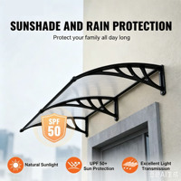 Toldo Manual de Policarbonato para Techo con Soporte de Acero Plástico, Toldo para Puerta y Ventana Exterior, Impermeable y con Protección UV