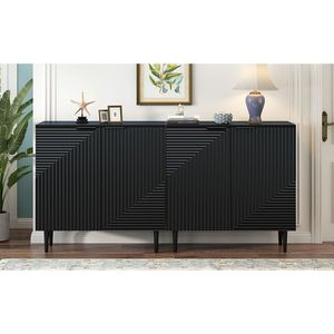 Mirod Set 2 moderni minimalisti supporto TV ripiani regolabili elegante geometrico Design porta versatili armadi per soggiorno - Product Image 4