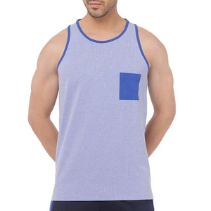 Camiseta sin mangas de punto de Spandex/Poliéster con cuello redondo, color liso, transpirable, para fitness casual, teñido liso, 120g - Product Image 1
