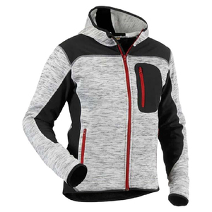 Sudadera con capucha de forro polar para hombre, corte regular, con cremallera completa, diseño de bloques de color, chaqueta de punto con bolsillos, venta al por mayor, ropa de trabajo OEM, ropa deportiva - Product Image 1