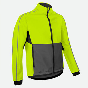 Veste polaire pour homme, couleur jaune néon et gris, coupe-vent, col montant, fermeture éclair, style sportif, vêtement d'automne - Product Image 6