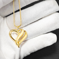 Bijoux fins de luxe en or massif 10K nom personnalisé lettrage personnalisé mignon coeur pendentif boîte chaîne collier pour hommes femmes cadeau