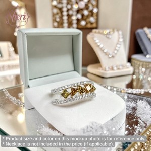 [Sheri Jewels] Anillo de Diamantes Naturales de Oro Blanco Sólido de 18K, Diamantes de Color Amarillo Marrón Dorado - Regalo para Ella - Product Image 3