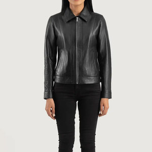 Women's Genuine Leather Moto Jacket Full Sleeve Turn-down Collar Zipper Closure Autumn Style - Product Image 4
