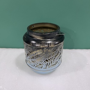 Tall Iron Lantern with <b>Leaf</b> Pattern Design Decorative Artisan Design Model L798 for Home Decoration Made in in - Product Image 2
