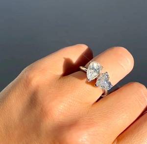Anillo moderno Toi Moi con moissanita de 2 quilates en forma de corazón y 1.5 quilates en forma de pera para mujer, plata 925 original, estilo romántico, regalo para enamorados - Product Image 3