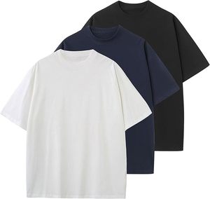 T-shirts vierges 100 % coton épais, blancs unis, personnalisables, pour hommes, coupe oversize, col rond, prix de gros - Product Image 2