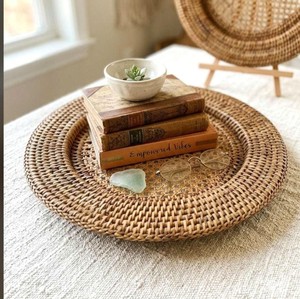 <b>Round</b> Woven Rattan <b>Placemat</b> With Floral Design Country Style Table Mat - Product Image 3