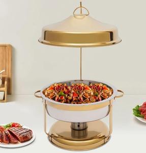 Elegante calentador de alimentos tipo buffet de acero inoxidable de 4.5L con tapa colgante para servir en hoteles, banquetes y restaurantes. - Product Image 1