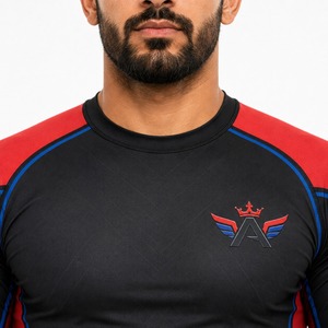 Tissu extensible léger, respirant, à séchage rapide, vêtements de performance athlétique, OEM, rashguard de fitness, t-shirt de compression MMA - Product Image 5