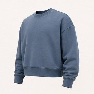 Sweat-shirt personnalisé bleu ardoise pour homme, coupe ample, col rond, double couche, en molleton de coton épais, MCRW-0015 - Product Image 3