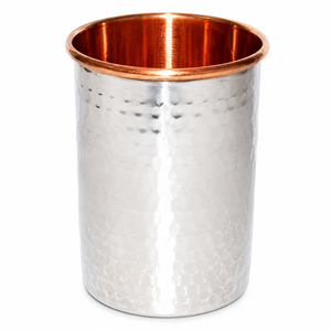 Mug en cuivre martelé avec logo personnalisé, gobelet en acier et cuivre, verre à eau ayurvédique doublé de cuivre pur, vaisselle pour la maison - Product Image 1