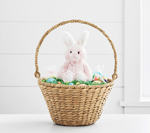 Natural handwoven hyacinth basket with sturdy handle <b>rustic</b> farmhouse storage basket eco friendly multipurpose carry basket - Product Image 3