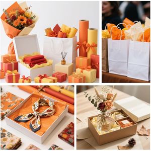 112 Fogli di Carta Velina Arancione e Gialla 20x14 Pollici per Artigianato Fai-da-Te, Confezioni Regalo, Natale, Autunno, Sacchetti Regalo - Product Image 3