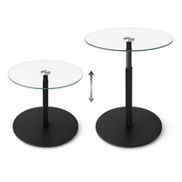 Table basse ronde moderne avec plateau en verre trempé et base en métal, meuble de salon minimaliste, facile à nettoyer