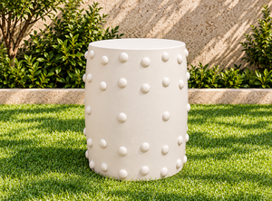 Taburete de Jardín Moderno, Ecológico, Duradero, Ligero, de Hormigón Blanco, Mesa Auxiliar con Diseño 3D para Interiores, Exteriores, Hogar y Patio - Product Image 6