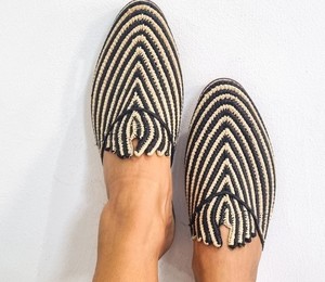 Mules en raphia faites à la main : Babouches marocaines, chaussures plates d'été - Product Image 3