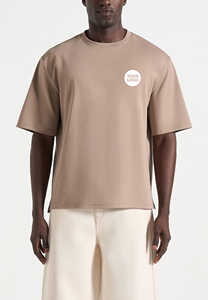 T-shirt à manches courtes pour homme, coupe classique, col rond, couleur unie, style décontracté, logo imprimé sur le devant, tissu jersey, fabrication sur mesure - Product Image 3
