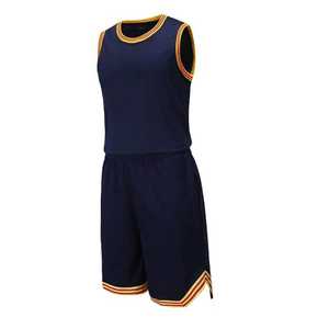 Ensemble d'uniformes de basketball pour hommes avec bordure orange, vêtements de sport respirants en polyester, taille adulte - Product Image 2