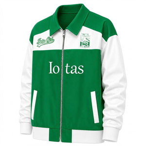 Chaqueta Universitaria Iota Phi Lambda Sorority Iota Girl, Blanca con Parches Verdes Bordados, Diseño Color Block, Cierre Frontal con Cremallera, Chaqueta de Béisbol para Mujer - Product Image 2