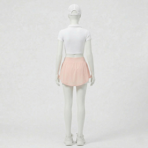 Short et jupe 2-en-1 taille haute à bande large, couleur unie, pour tennis, golf, pickleball, élastique, léger, séchage rapide, respirant, ensemble unique pour femme - Product Image 3