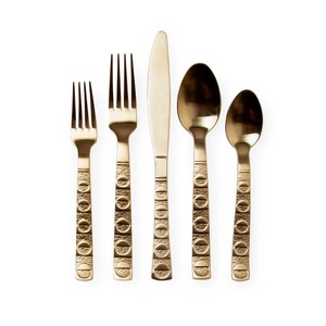 <b>Gold</b> Stainless Steel <b>Cutlery</b> <b>Set</b> With Leaf Handles Eco Friendly Reusable Flatware <b>Set</b> for Home Kitchen - Product Image 6