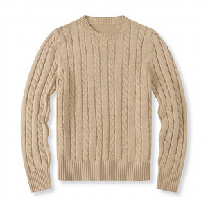 Pull en laine noire pour homme, tricot torsadé, manches longues, hiver, tricot épais, couleur unie, coupe classique, 2027 - Product Image 6