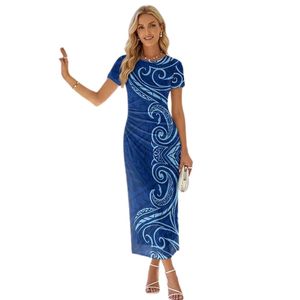 Vestidos Hawaianos Polinesios para Mujer, Estilo Samoano, con Superposición, Mangas Cortas, Cuello Redondo, Puletasi - Product Image 2