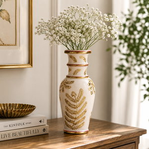 Maceta de Mármol Hecha a Mano con Decoración Floral Dorada |   Jarrón Decorativo de Mármol |   Decoración del Hogar y de la Mesa - Product Image 6