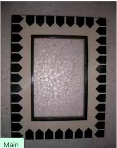 Cadre photo de luxe en résine noire et blanche, fait main, avec incrustation d'os et bordure dentelée en forme de flèche, pour table moderne à la maison - Product Image 3