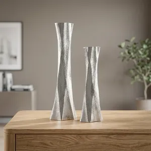 Juego de Jarrones Metálicos Geométricos Modernos para Decoración del Hogar, Sala de Estar, Arte de Mesa Interior, Portavelas de Aluminio - Product Image 3