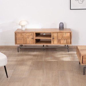 Vandana Silver Core <b>design</b> <b>TV</b> <b>unit</b> in acacia and metal Puzzle 150 cm - Product Image 6