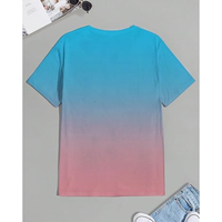 T-shirt décontracté pour homme, style streetwear estival, imprimé tropical ombré, col rond, manches courtes, tee-shirt tendance