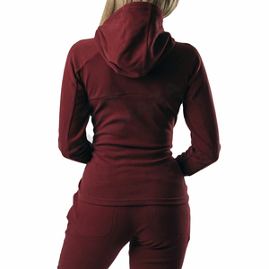 Custom Fashionable Sexy Fitness Women's Fitted Single-<b>Brushed</b> Full Zip Hoodie With Cowl Neck Hood and Top of Neck Zip Protection - Product Image 4