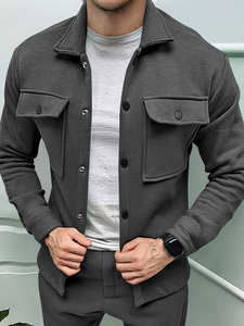 <b>Men's</b> Workwear <b>Jacket</b> Solid Color Winter Fleece Lined Breathable Anti-Bacterial Outerwear Long Sleeve Casual <b>Jacket</b> - Product Image 2