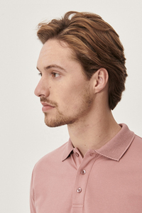 Men's <b>Pink</b> Cotton Pique <b>Polo</b> <b>Shirt</b> Short Sleeve Casual Breathable With Front Logo Print - Product Image 4