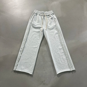 Ensemble de survêtement vintage en coton avec fermeture éclair, coupe ample et décontractée, logo personnalisé, finition brute - Product Image 5