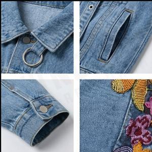 แจ็กเก็ตยีนส์ปักลายดอกไม้สำหรับผู้หญิงแจ็กเก็ตยีนส์ปักลายดอกไม้สำหรับฤดูหนาวออกแบบได้ตามต้องการ - Product Image 4