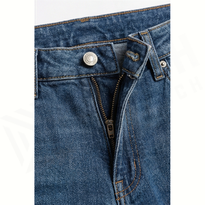 Jean en denim délavé coupe droite slim pour homme, taille haute, en coton, style décontracté automne - Product Image 4