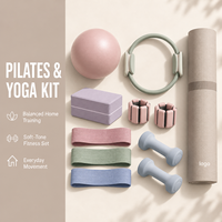 Kit d'entraînement à domicile personnalisé imprimé : Pilates, Yoga avec tapis, ballon de stabilité, blocs, bandes de résistance, haltères pour la gym