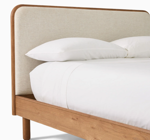 Base de Cama Moderna de Madera de Teca Sólida, Ecológica y Confortable, Cabecera Tapizada en Tela, Cama Minimalista con Plataforma, Muebles para Dormitorio - Product Image 2