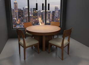 Ensemble de table à manger ronde moderne avec 4 chaises en frêne massif et placage MDF, durable et facile à nettoyer - Product Image 4