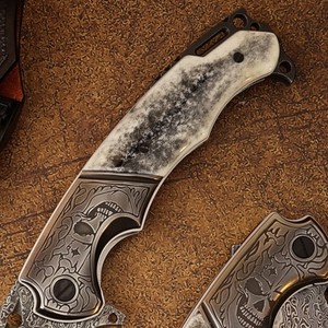 Custom Handmade DIY OEM Folding Pocket <b>Knife</b> 67-Layer Forged Damascus Steel Blade <b>Bone</b> <b>Handle</b> for Daily use - Product Image 2
