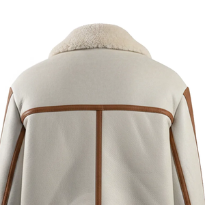 Genuine Leather <b>Shearling</b> Biker <b>Jacket</b> for <b>Men</b> Soft Fur Winter Coat Premium Aviator Warm Luxury Fashion Outerwear Fit - Product Image 3